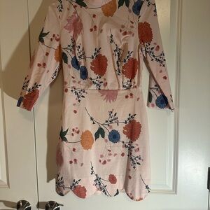 Mauve Floral Backless Dress - Pink, Orange, Blue